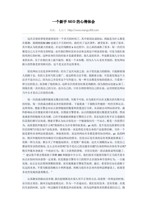 一个新手SEO的心得体会