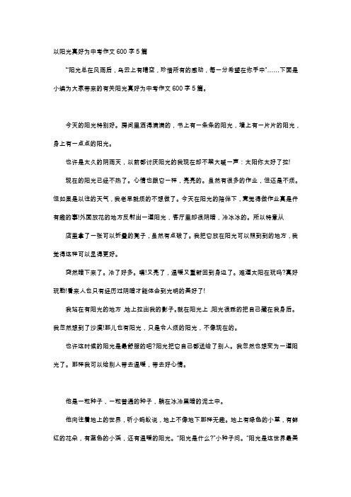 高中作文-以阳光真好为中考作文600字5篇