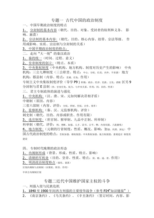 历史必修一复习大纲.doc