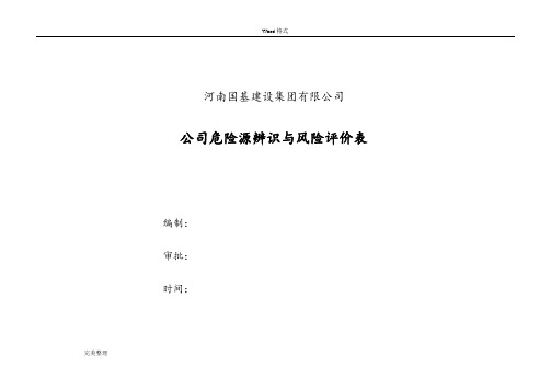公司危险源辨识与风险评价表
