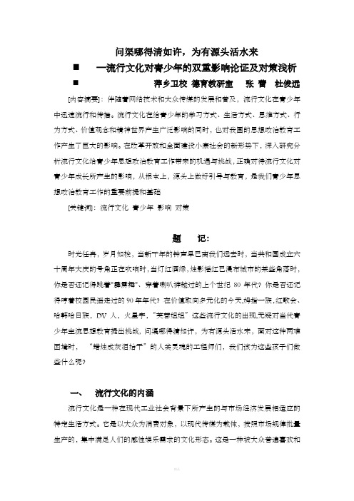 关于流行文化的论文