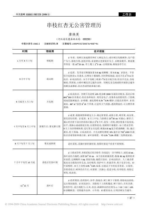 串枝红杏无公害管理历