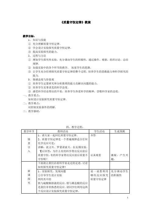 (名师整理)最新人教版化学9年级上册第5单元 课题1《质量守恒定律》市优质课一等奖教案(含教学反思)