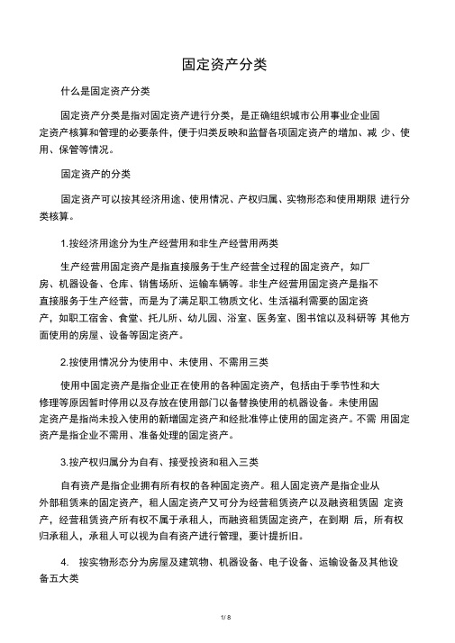 固定资产分类