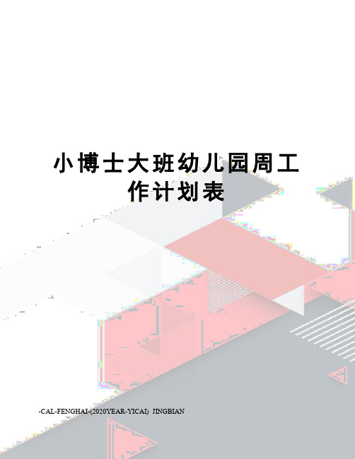 小博士大班幼儿园周工作计划表