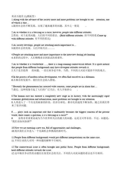 2012年硕士学位考试英语作文万能模板