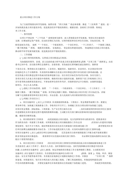 重点项目推进工作方案