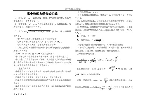 高中物理公式打印版