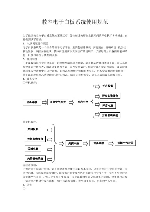 教室电子白板系统使用规范