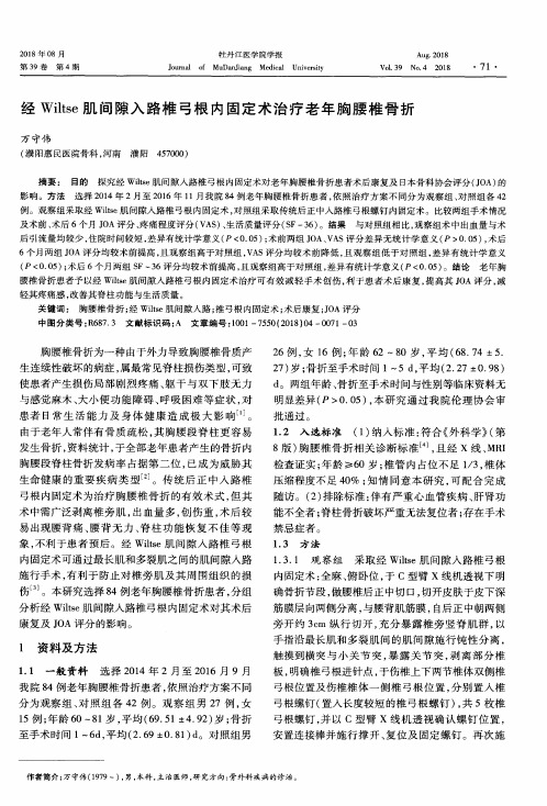 经Wiltse肌间隙入路椎弓根内固定术治疗老年胸腰椎骨折