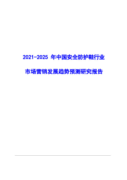 2021-2025年中国安全防护鞋行业市场营销及渠道发展趋势研究报告( word 版)