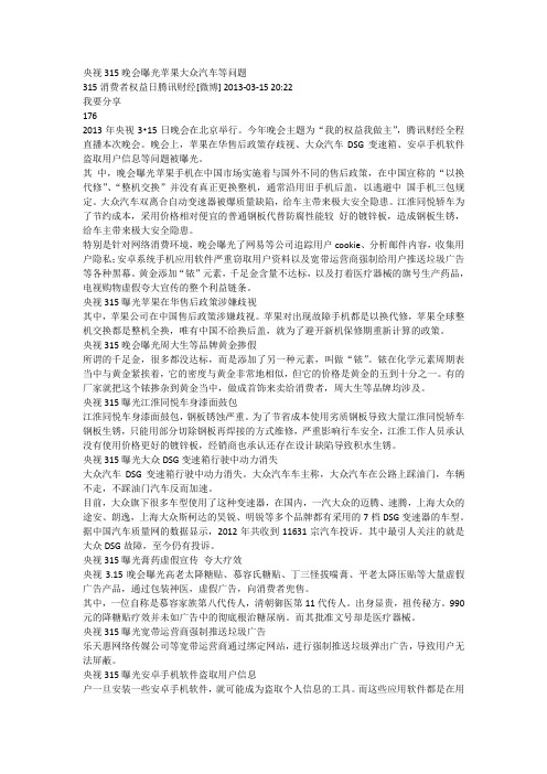 2013年315曝光内容