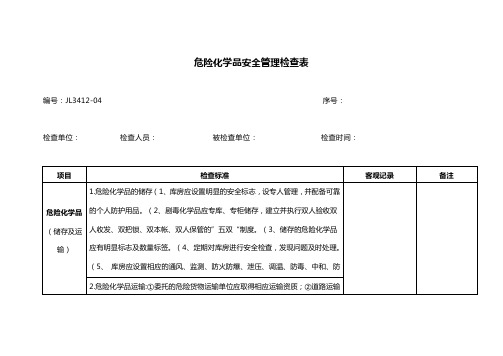 危险化学品安全管理检查表