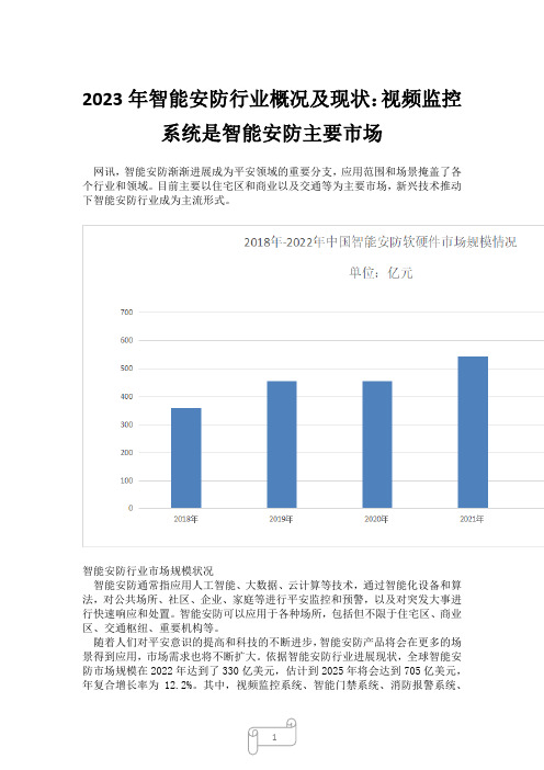 2023年智能安防行业概况及现状：视频监控系统是智能安防主要市场23