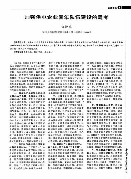 加强供电企业青年队伍建设的思考