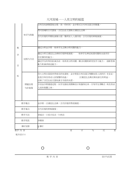 福建省厦门市集美区灌口中学九年级历史上册第2课大河流域——人类文明的摇篮教案新人教版
