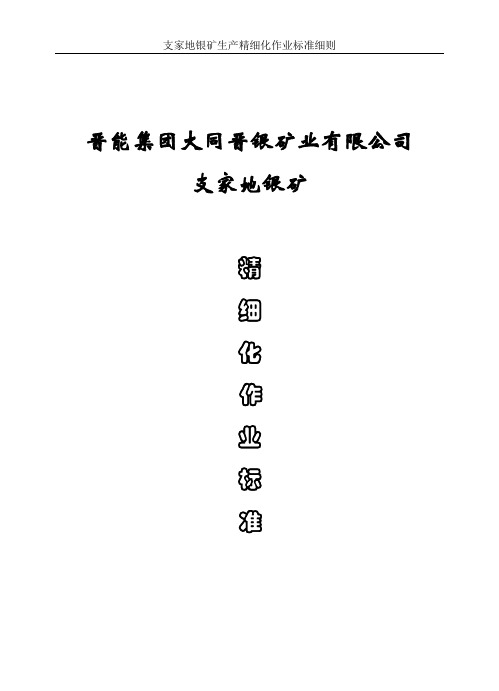 矿山各岗位生产精细化作业标准资料
