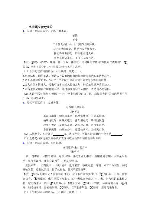 高中语文高中语文诗歌鉴赏100附答案