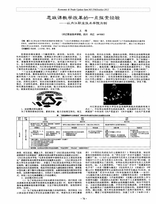 思政课教学改革的一点探索经验——以内江职业技术学院为例