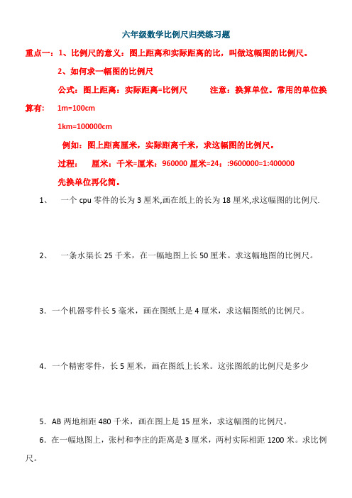 北师大六下比例尺精选练习题
