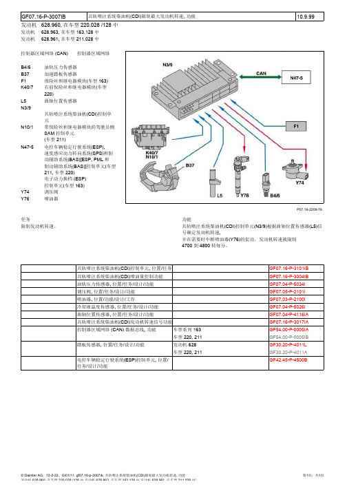 共轨喷注系统柴油机(CDI)限制最大发动机转速, 功能