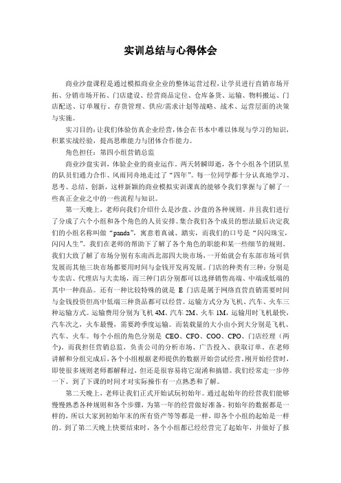 商业沙盘课程实训总结与心得体会