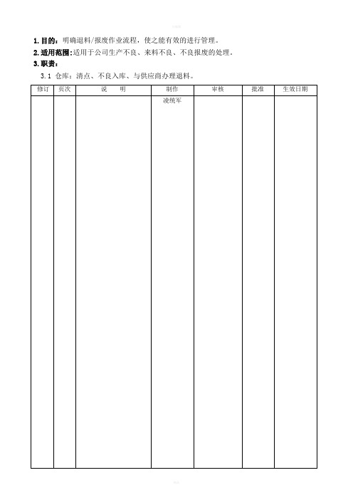 不良品退料管理规定