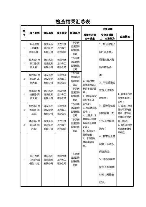 检查结果汇总表