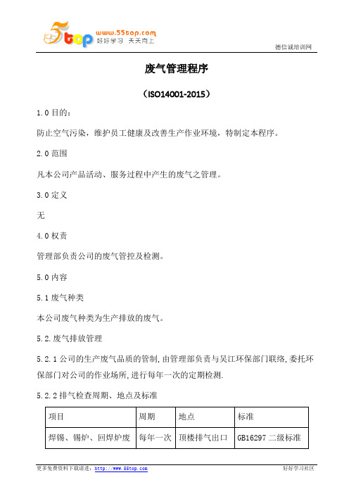 废气管理程序(含表格)