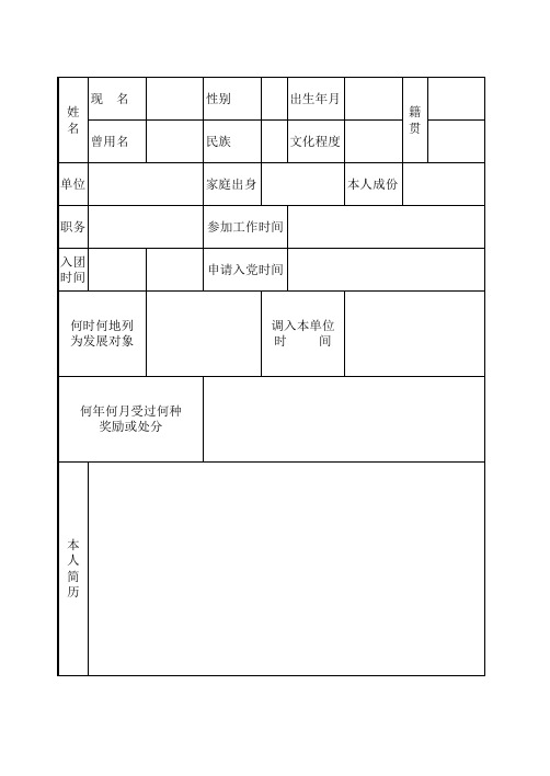 重点培养对象登记表
