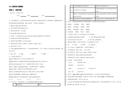 2021年高考化学备考之百强校小题精练系列 专题38 盐类水解 Word版