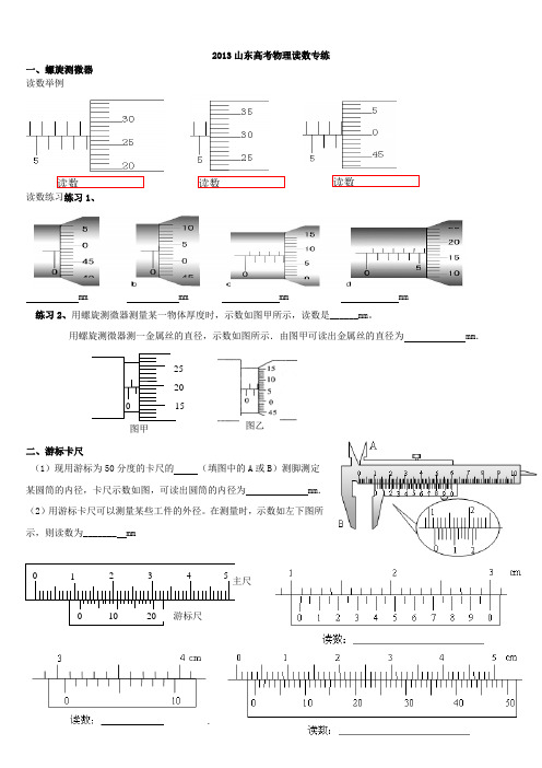 2013山东高考物理全部读数专练