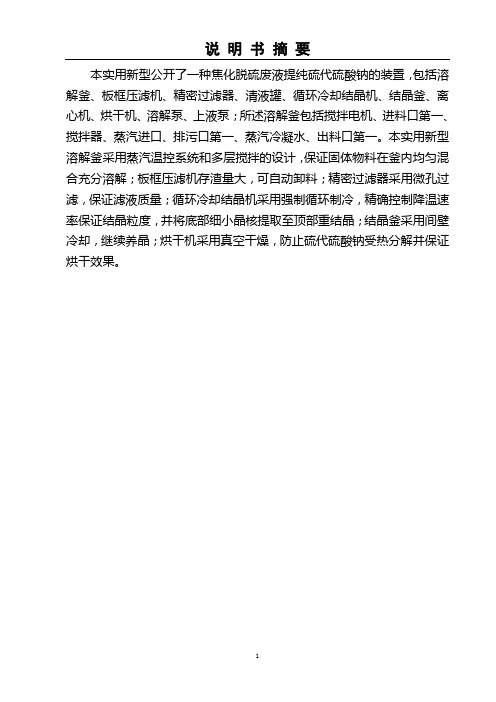 一种焦化脱硫废液提纯硫代硫酸钠的装置