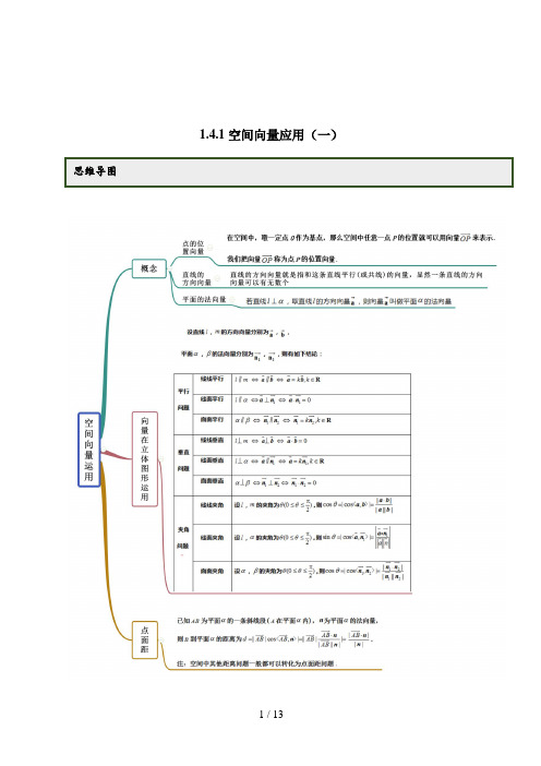高中数学选修一1.4.1 空间向量的应用(一)(精讲)(解析版)
