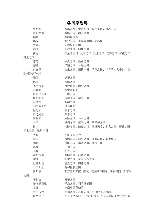 各国家别称