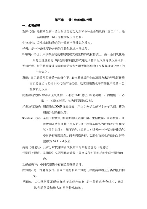微生物 第五章   微生物的新陈代谢