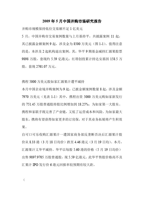 2009年5月中国并购市场研究报告
