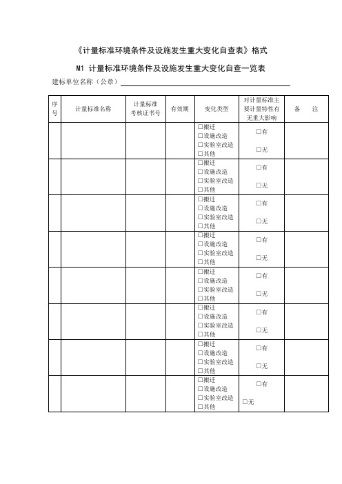 计量标准环境条件及设施发生重大变化自查表