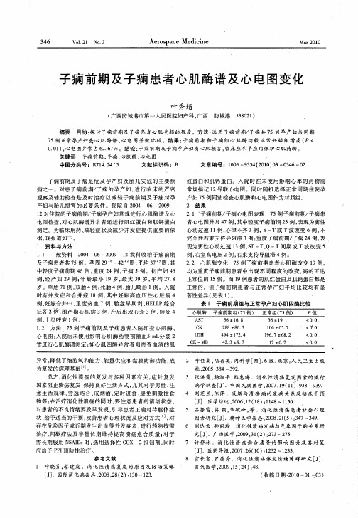 子痫前期及子痫患者心肌酶谱及心电图变化