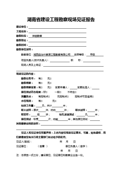 工程勘察现场见证报告
