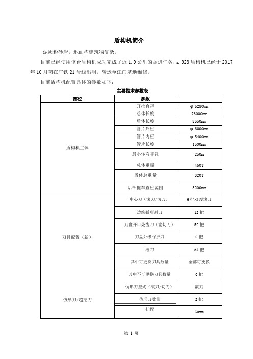 盾构机参数