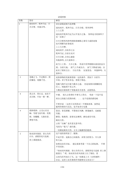 诸葛神推详解
