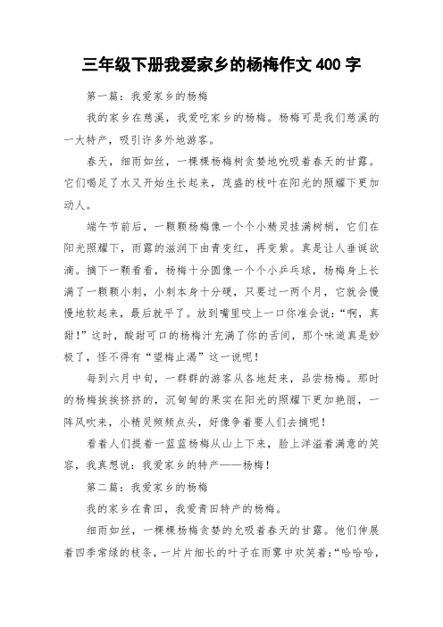 三年级下册我爱家乡的杨梅作文400字_作文