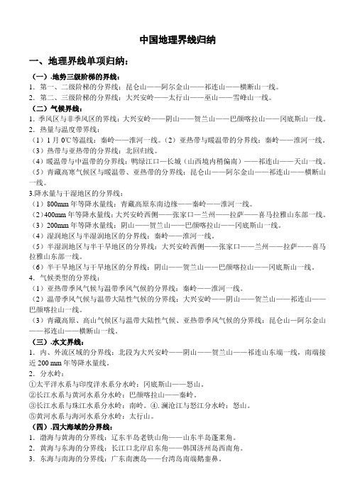 重要地理分界线