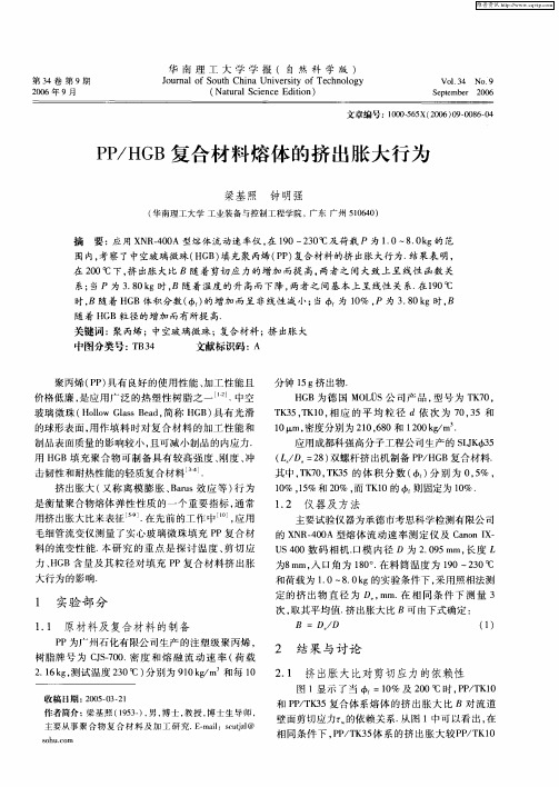 PP／HGB复合材料熔体的挤出胀大行为