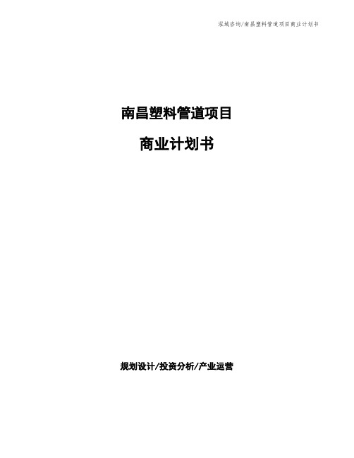 南昌塑料管道项目商业计划书