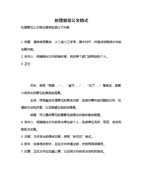 处理意见公文格式