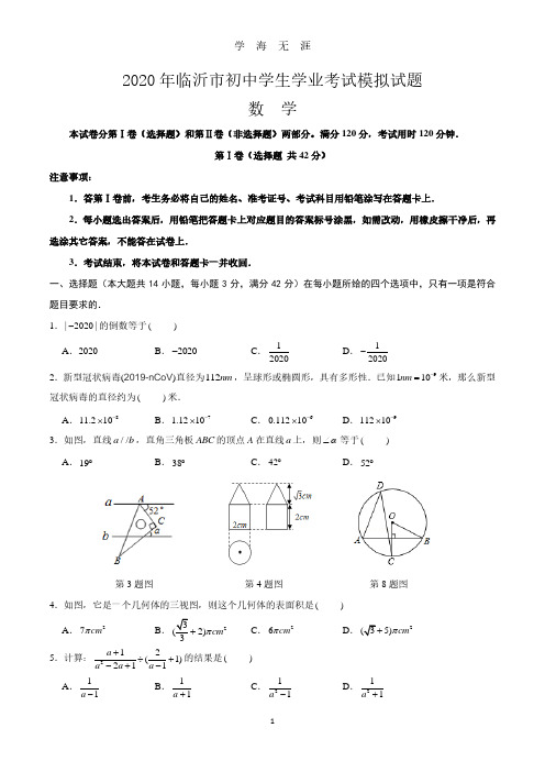 2020临沂中考数学模拟试题(2020年7月整理).pdf