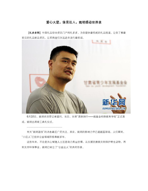 爱心大使,体育达人,姚明感动世界录