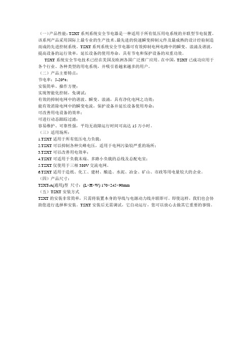 TSXT系列系统安全节电器说明
